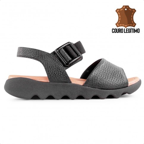 Sandália Usaflex Fivela Feminina Preto / Preto