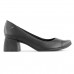 Scarpin Usaflex Salto Bloco Furos Feminino Preto / Preto