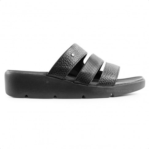 Tamanco Usaflex Plataforma Tiras Feminino Preto / Preto