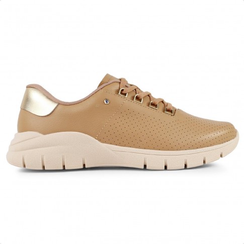 Tênis Usaflex Casual Feminino Bege / Dourado