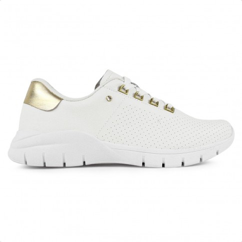 Tênis Usaflex Casual Feminino Branco / Dourado