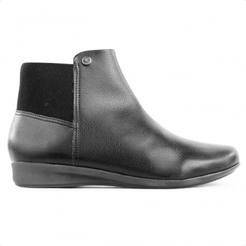 Bota Via Uno Elástico Cano Curto Feminina Preto / Preto