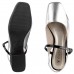 Sapato Via Uno Slingback Salto Bloco Verniz Feminino Prata / Preto