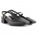 Sapato Via Uno Slingback Salto Bloco Feminino Preto