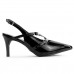 Sapato Via Uno Slingback Verniz Feminino Preto