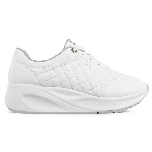 Tênis Via Uno Moda Plataforma Feminino Branco / Cinza