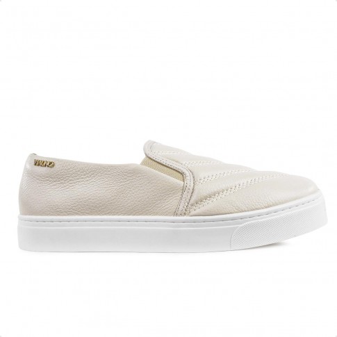 Tênis Via Uno Moda Slip On Feminino Off White / Branco