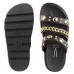 Sandália Papete Vizzano Tiras Spike Feminina Preto / Dourado