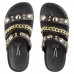 Sandália Papete Vizzano Tiras Spike Feminina Preto / Dourado