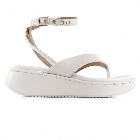 Sandália Vizzano Anabela Com Fivela Feminina Off White / Branco