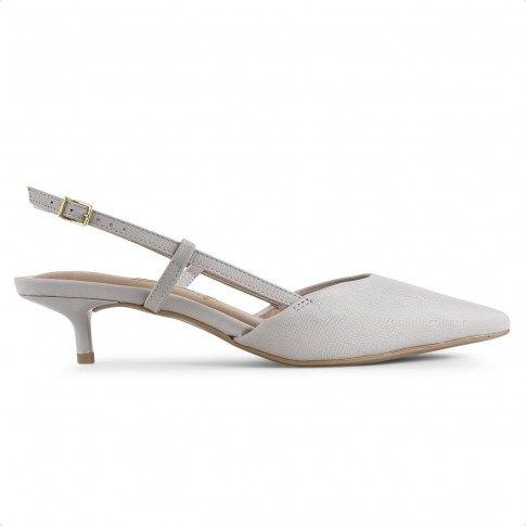 Scarpin Vizzano Slingback Salto Baixo Feminino Cinza / Cinza