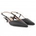 Scarpin Vizzano Slingback Salto Baixo Feminino Preto / Preto