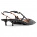 Scarpin Vizzano Slingback Salto Baixo Feminino Preto / Preto