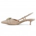 Scarpin Vizzano Slingback Salto Baixo Fivela Feminino Bege / Bege