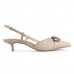 Scarpin Vizzano Slingback Salto Baixo Fivela Feminino Bege / Bege