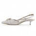 Scarpin Vizzano Slingback Salto Baixo Fivela Feminino Cinza / Cinza