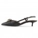 Scarpin Vizzano Slingback Salto Baixo Fivela Feminino Preto / Preto