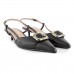 Scarpin Vizzano Slingback Salto Baixo Fivela Feminino Preto / Preto